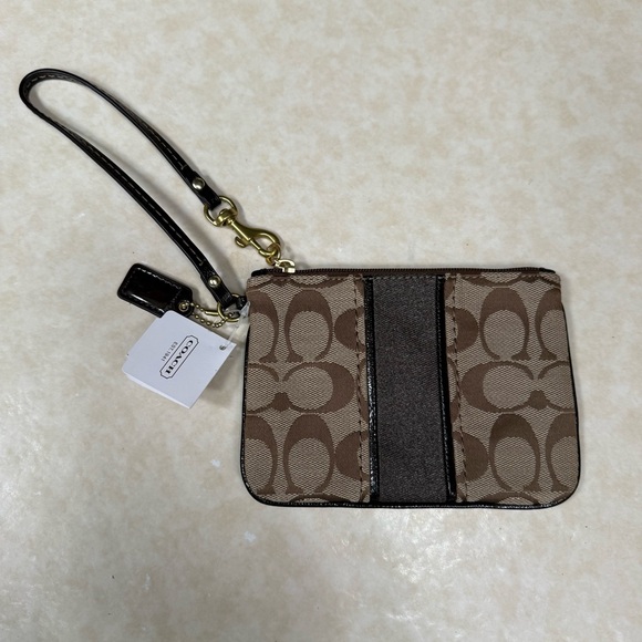 Coach Signature Tan Wristlet NWT - Picture 1 of 6